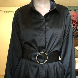 Satin shirt dress (belt not included)